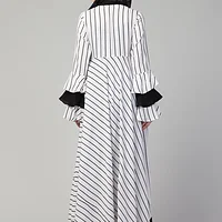 Striped Long Maxi Abaya - Nida Matte fabric close up