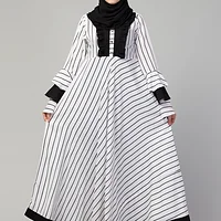 Striped Long Maxi Abaya - full length front view