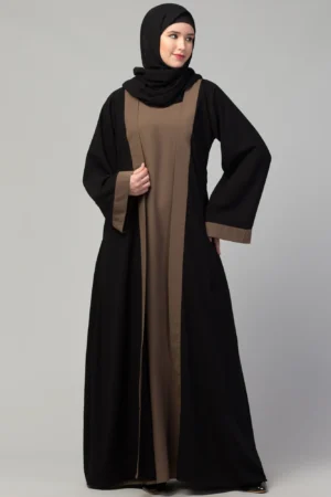 Dual Layer Abaya Dress with Attached Shrug