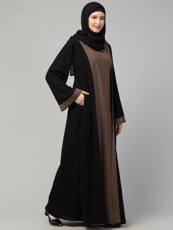 Dual Layer Abaya Dress with Attached Shrug