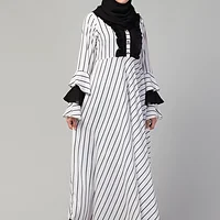 Striped Long Maxi Abaya - finished stitching and hem detail