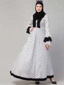 Striped Long Maxi Dress Abaya