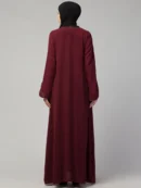 Front Open Abaya with Piping Work