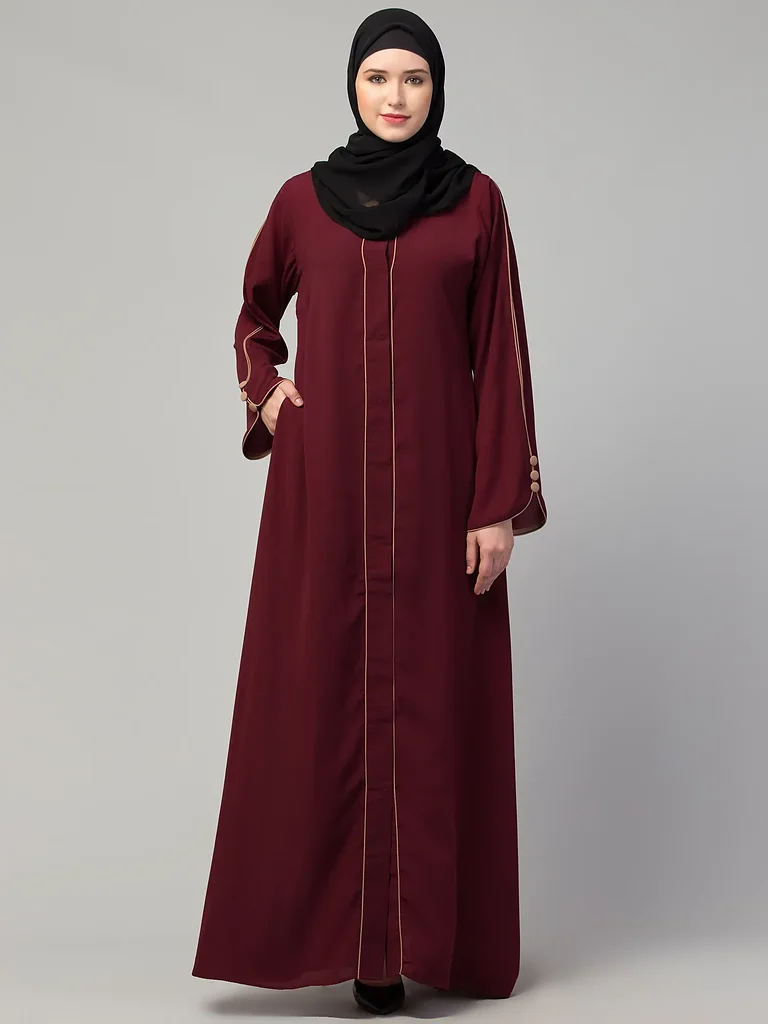 Open Front Abaya full length front view Open Front Abaya full length front view