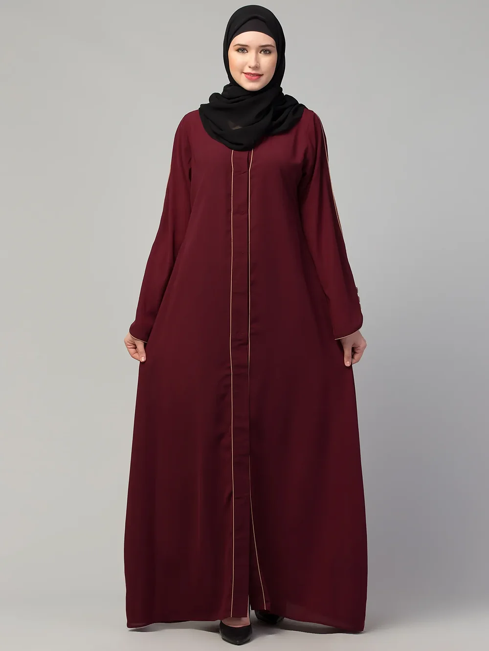 Open Front Abaya sleeve and cuff detail