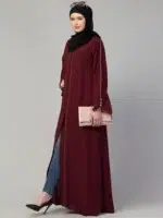 Front Open Abaya with Piping Work