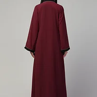 Front Open Piping Abaya - Nida Matte fabric close up