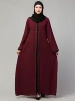 Front Open Abaya with Piping Work