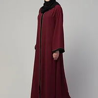 Front Open Piping Abaya - finished stitching and hem detail