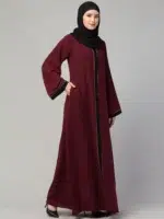 Front Open Abaya with Piping Work