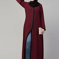 Front Open Piping Abaya - side drape