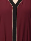 Front Open Abaya with Piping Work