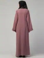 Front Open Abaya with Piping Work