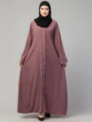 Front Open Abaya with Piping Work