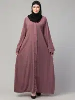 Front Open Abaya with Piping Work