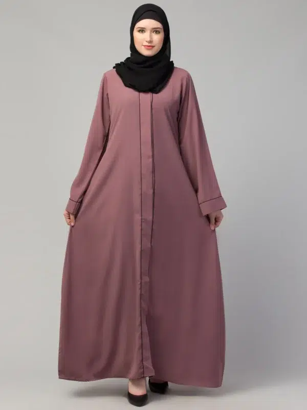 Front Open Abaya with Piping Work