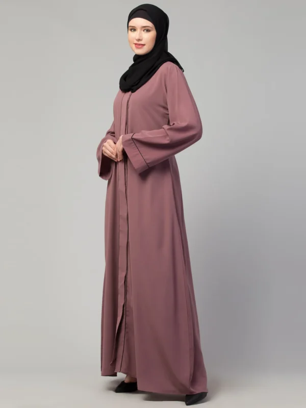 Front Open Abaya with Piping Work