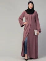 Front Open Abaya with Piping Work