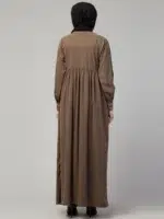 Front Open Maxi Pintucks Abaya with Lace Work