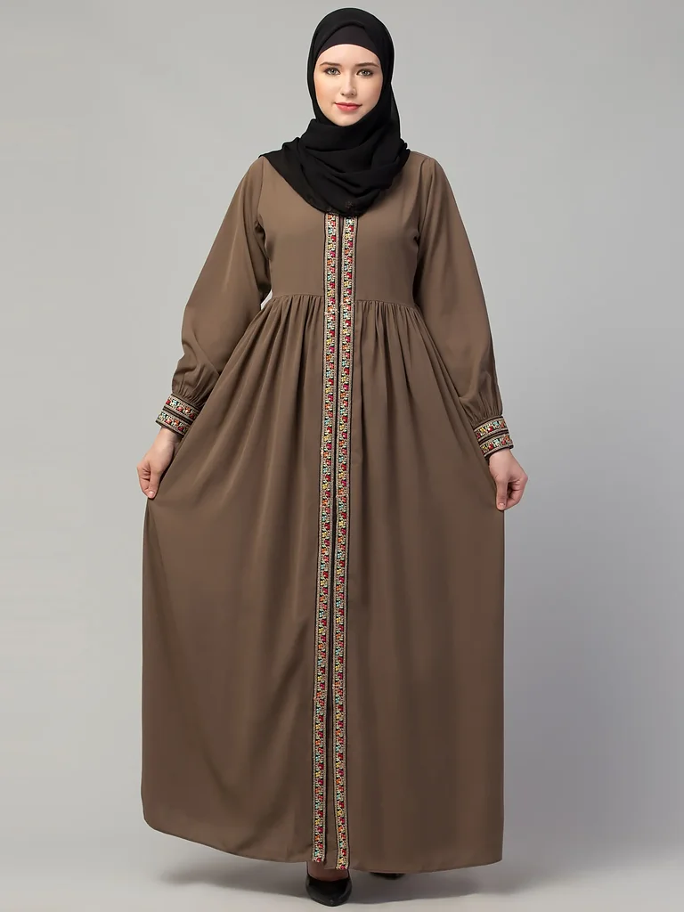 Front Open Maxi Abaya  full length front view