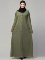 Front Open Abaya with Piping Work