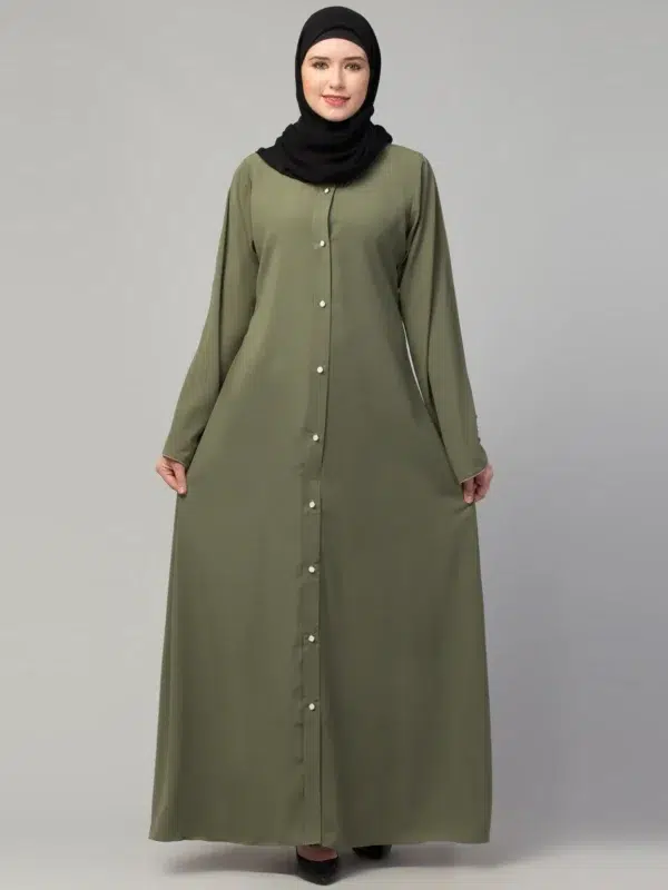 Front Open Abaya with Piping Work