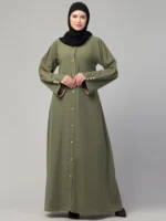 Front Open Abaya with Piping Work