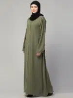 Front Open Abaya with Piping Work