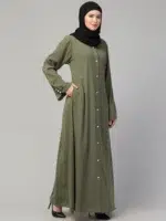 Front Open Abaya with Piping Work