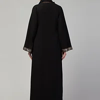 Front Open Lace Abaya - Nida Matte fabric close up