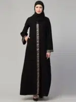 Front Open Abaya Dress with Lace Work