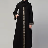 Front Open Lace Abaya - full length front view