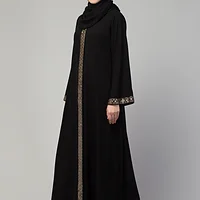 Front Open Lace Abaya - finished stitching and hem detail