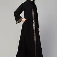 Front Open Lace Abaya - styling and drape detail