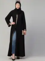 Front Open Abaya Dress with Lace Work