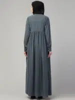 Front Open Abaya Dress with Lace Work