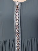 front open abaya grey