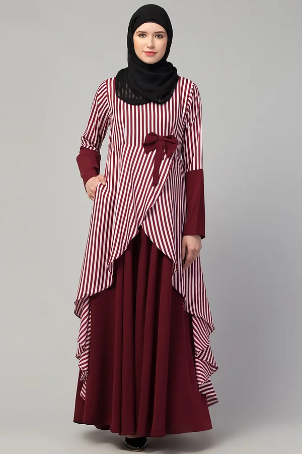 Asymmetrical Abaya Dress - full length front view