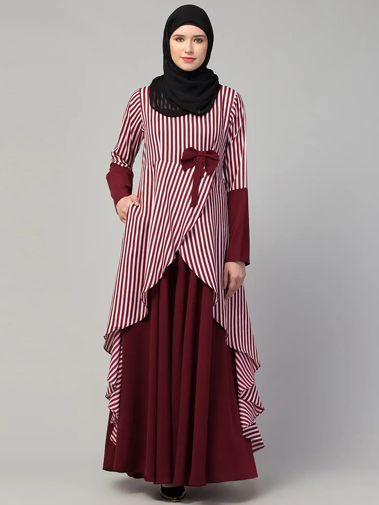 Asymmetrical Abaya Dress full length front view Asymmetrical Abaya Dress full length front view