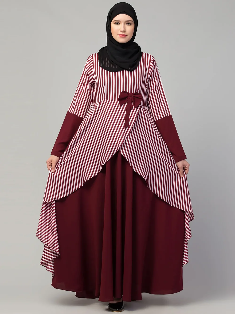 Asymmetrical Abaya Dress side drape