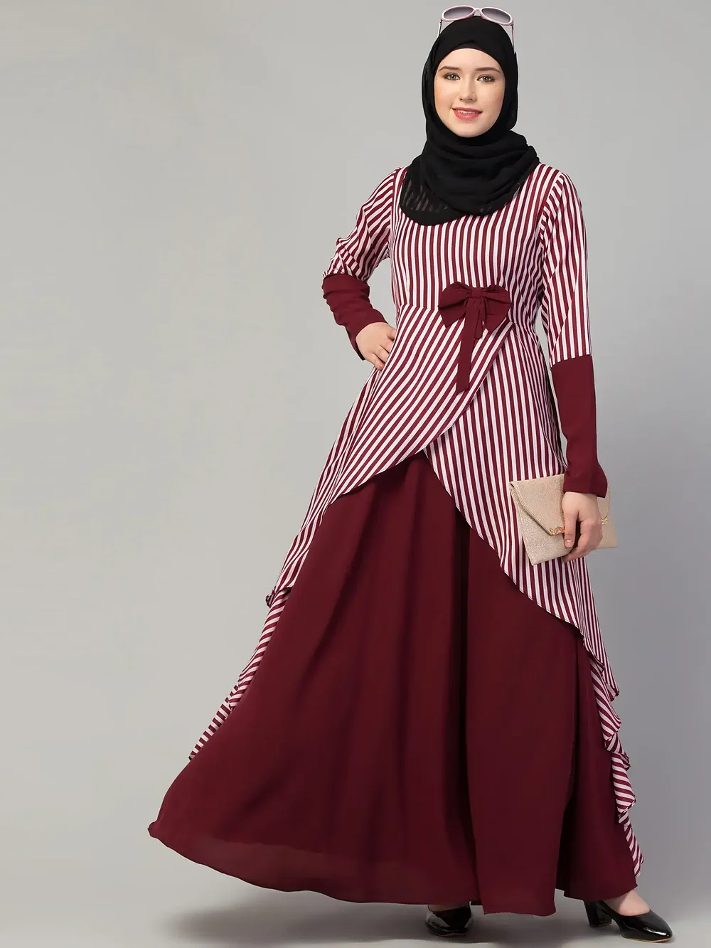 Asymmetrical Abaya Dress sleeve and cuff detail