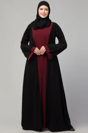 Dual Layer Abaya Dress with Attached Shrug