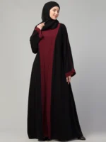 Dual Layer Abaya Dress with Attached Shrug