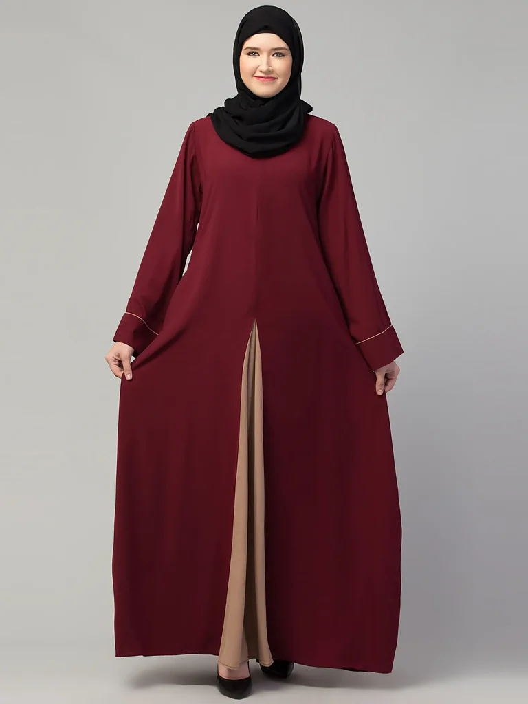 Dual Color Abaya  full length front view