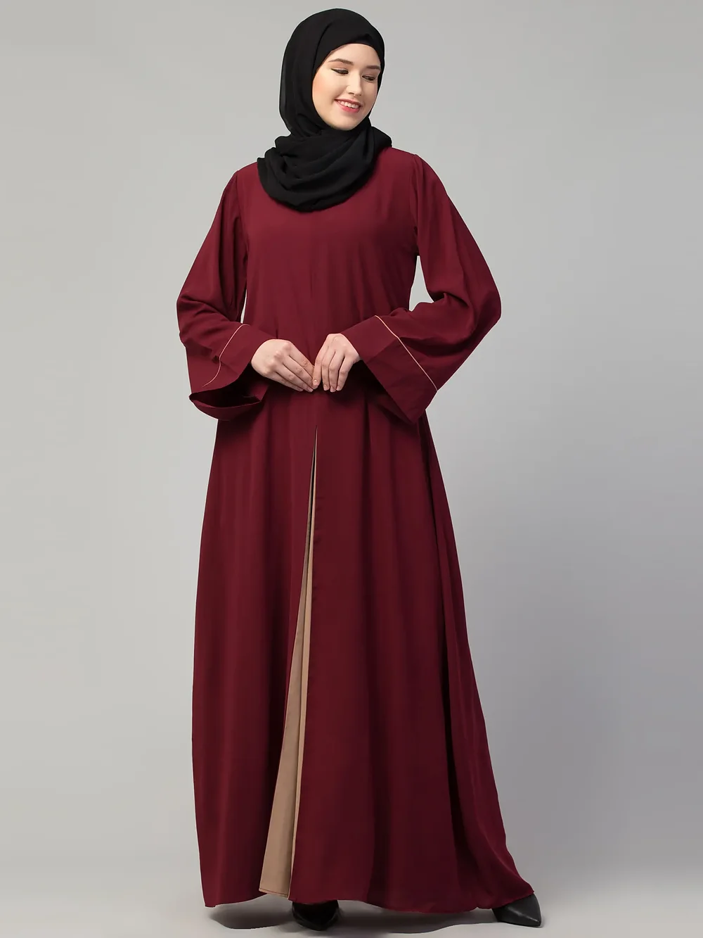 Dual Color Abaya  side drape