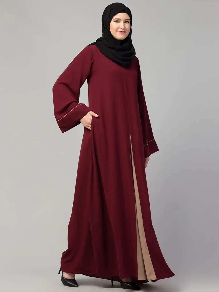 Dual Color Abaya  finished stitching and hem detail