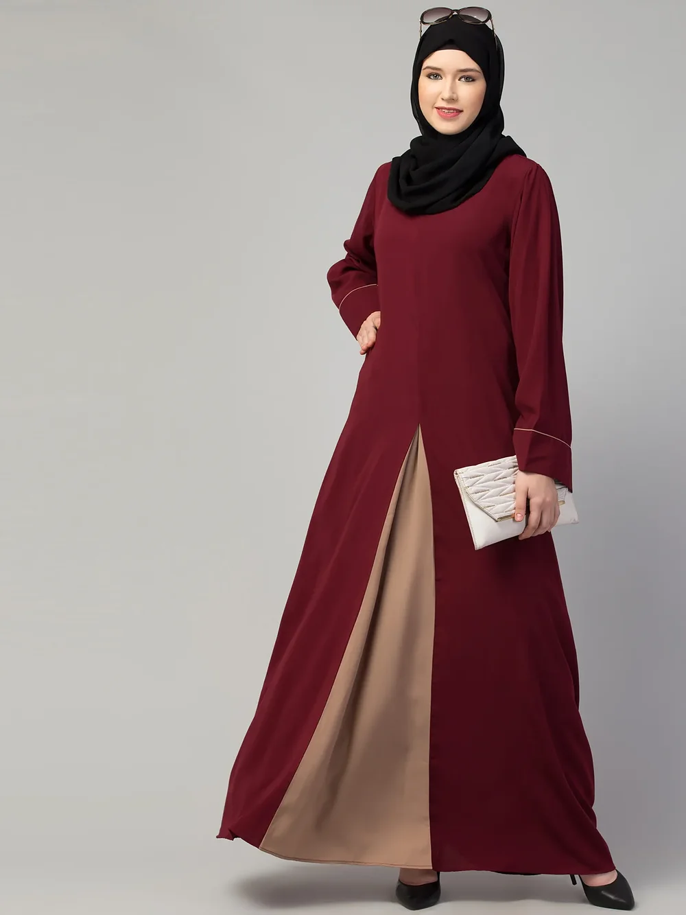 Dual Color Abaya  sleeve and cuff detail