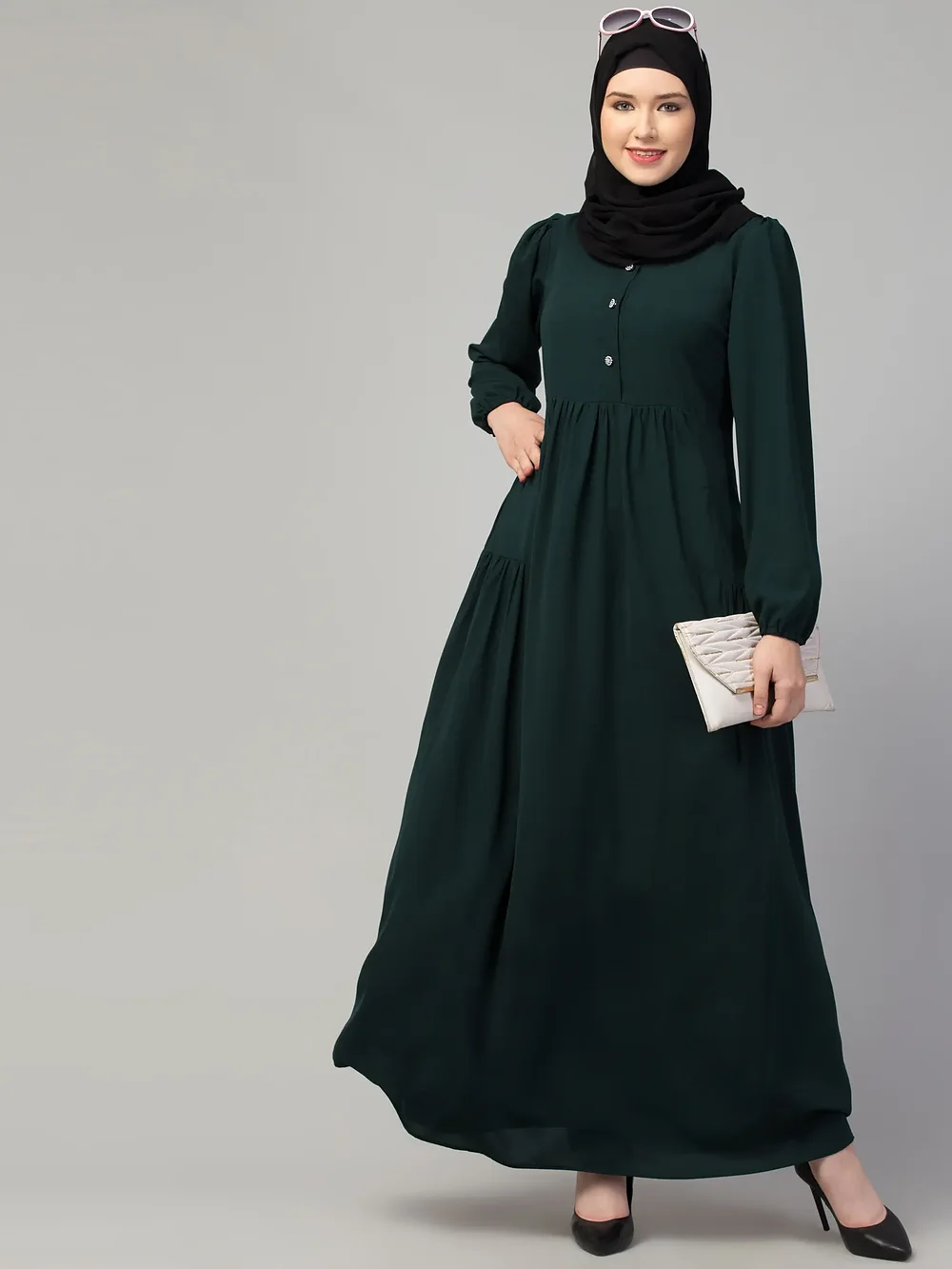 Box Design Umbrella Abaya  side drape