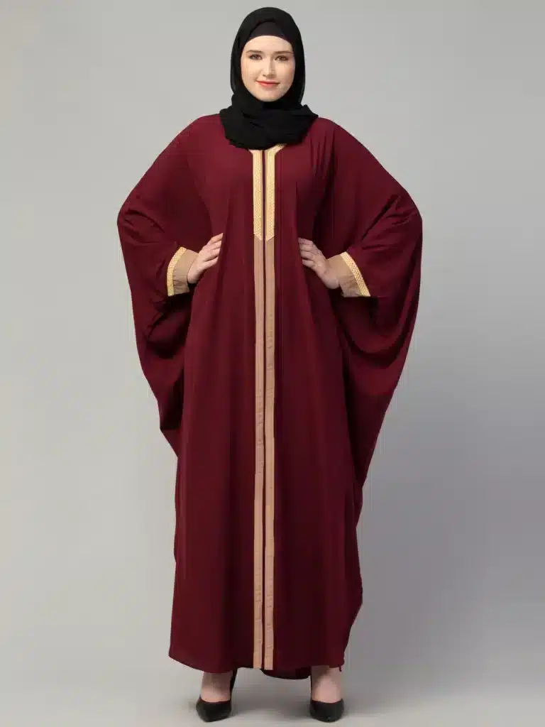 Lace Kaftan Abaya full length front view Lace Kaftan Abaya full length front view