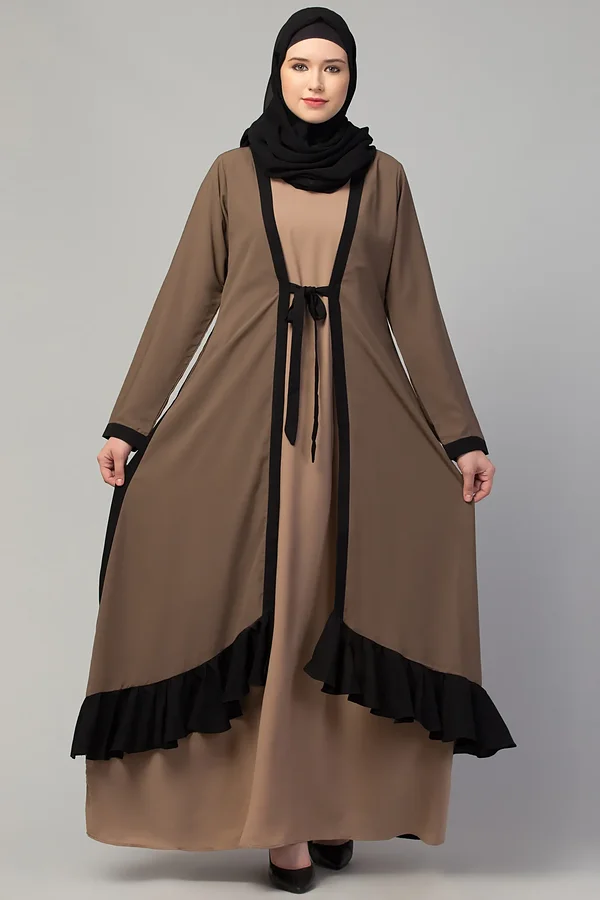 Abaya with Shrug - full length front view